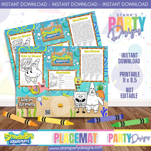 PLACEMAT ACTIVITY SHEET | SPONGEBOB DELUXE A3