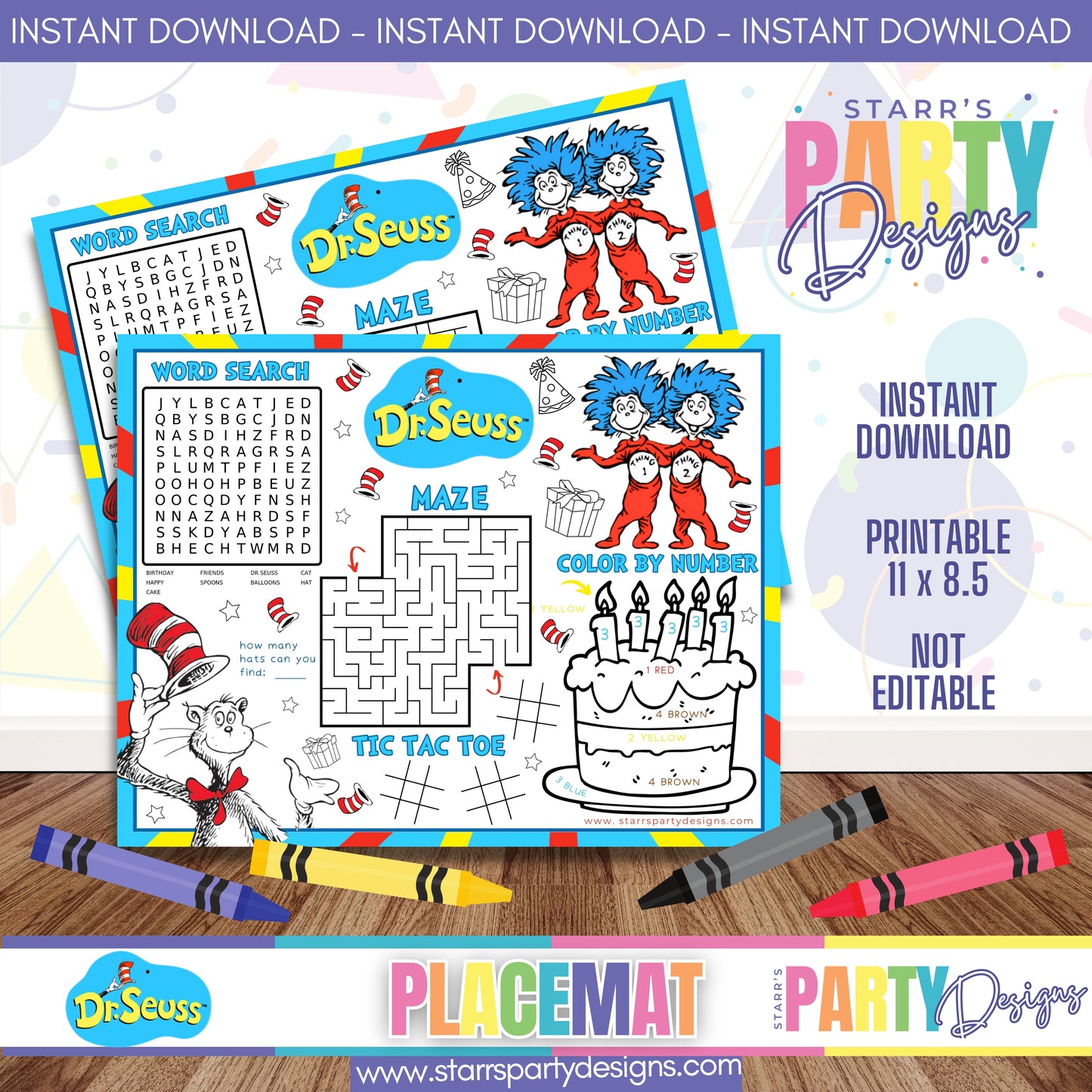 PLACEMAT ACTIVITY SHEET | DR. SEUSS A1