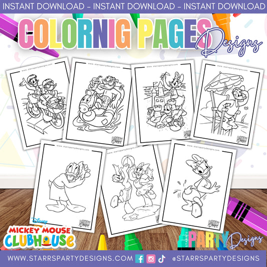 DONALD & DAISY AT THE BEACH COLORING PAGES 1