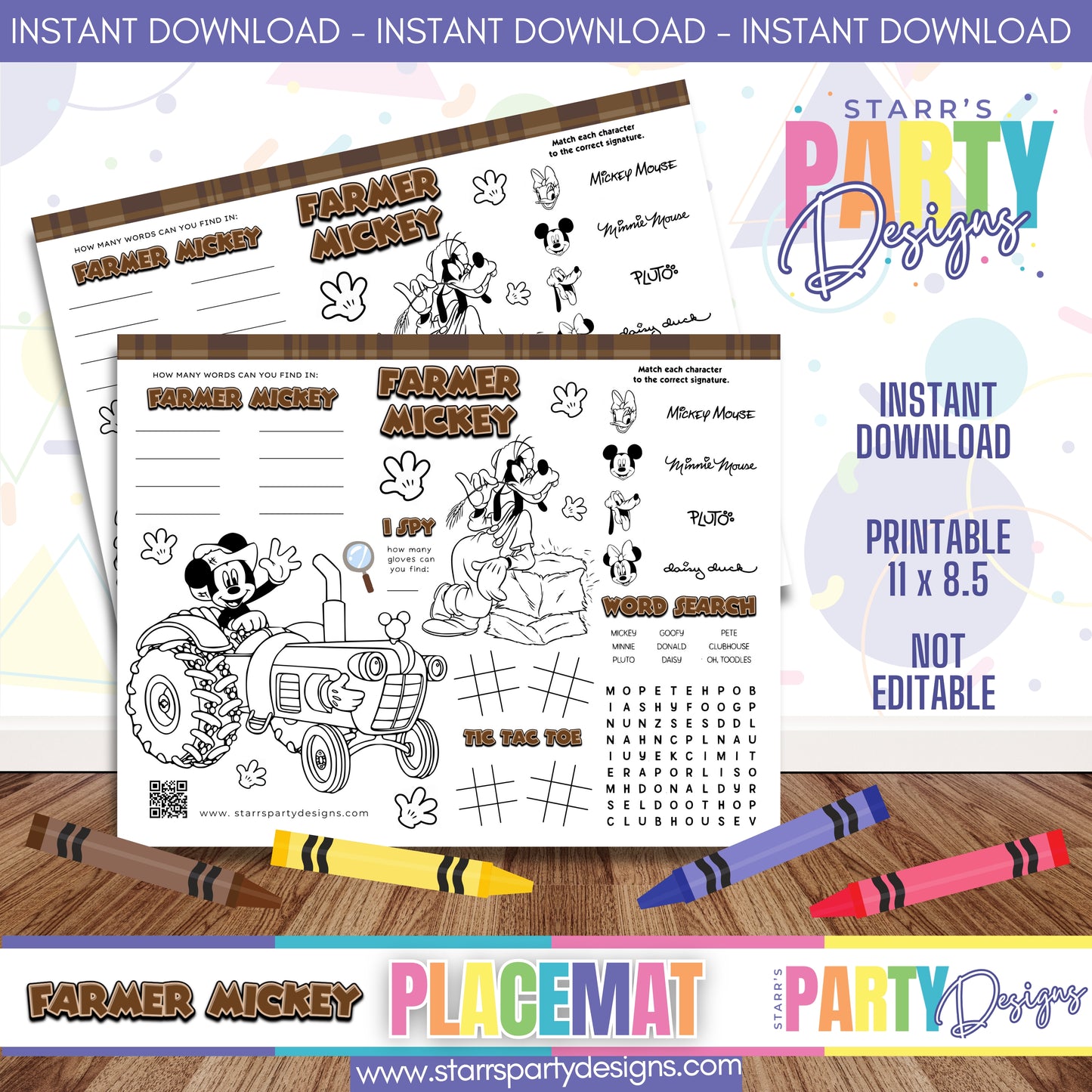 PLACEMAT ACTIVITY SHEET | FARMER MICKEY A1