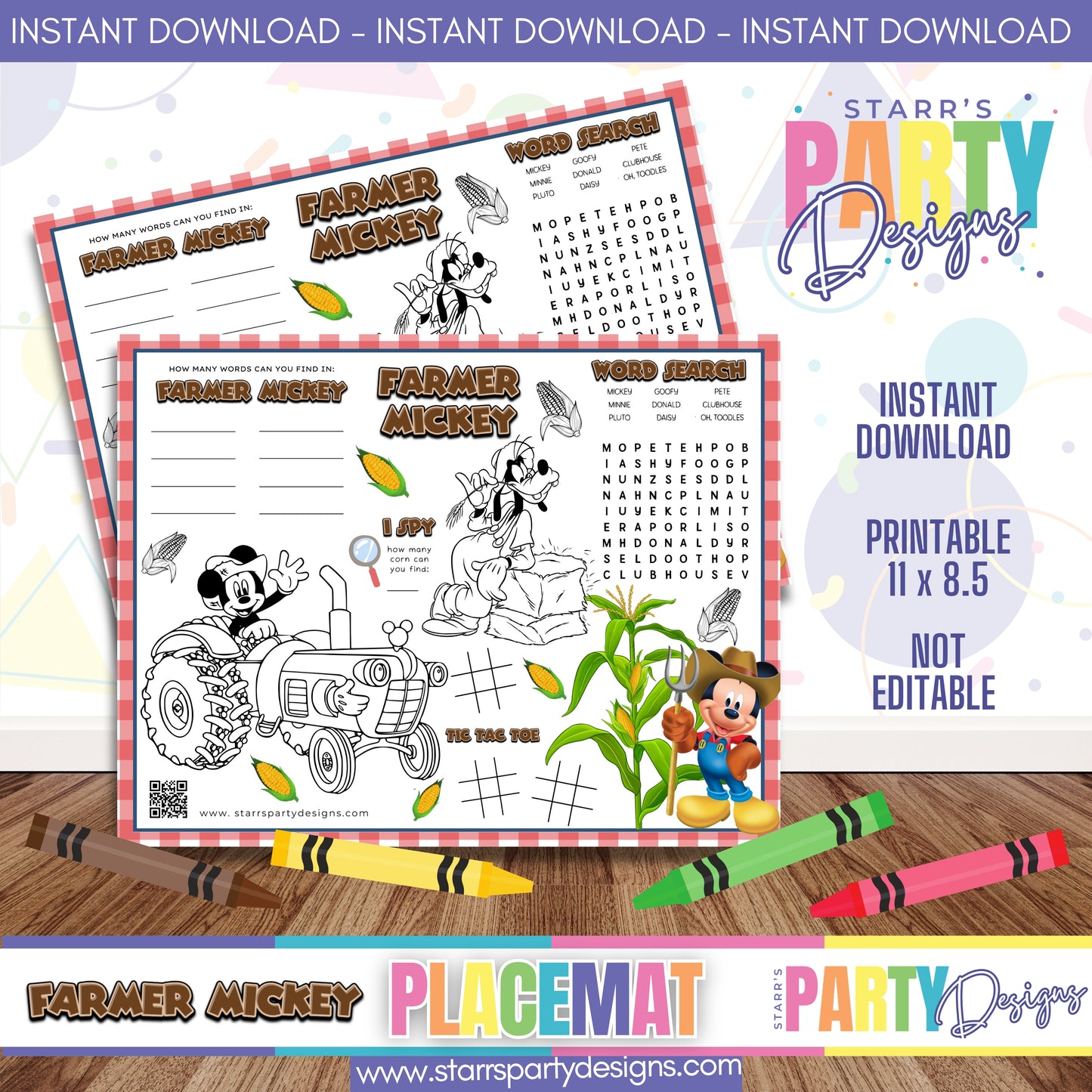 PLACEMAT ACTIVITY SHEET | FARMER MICKEY A2