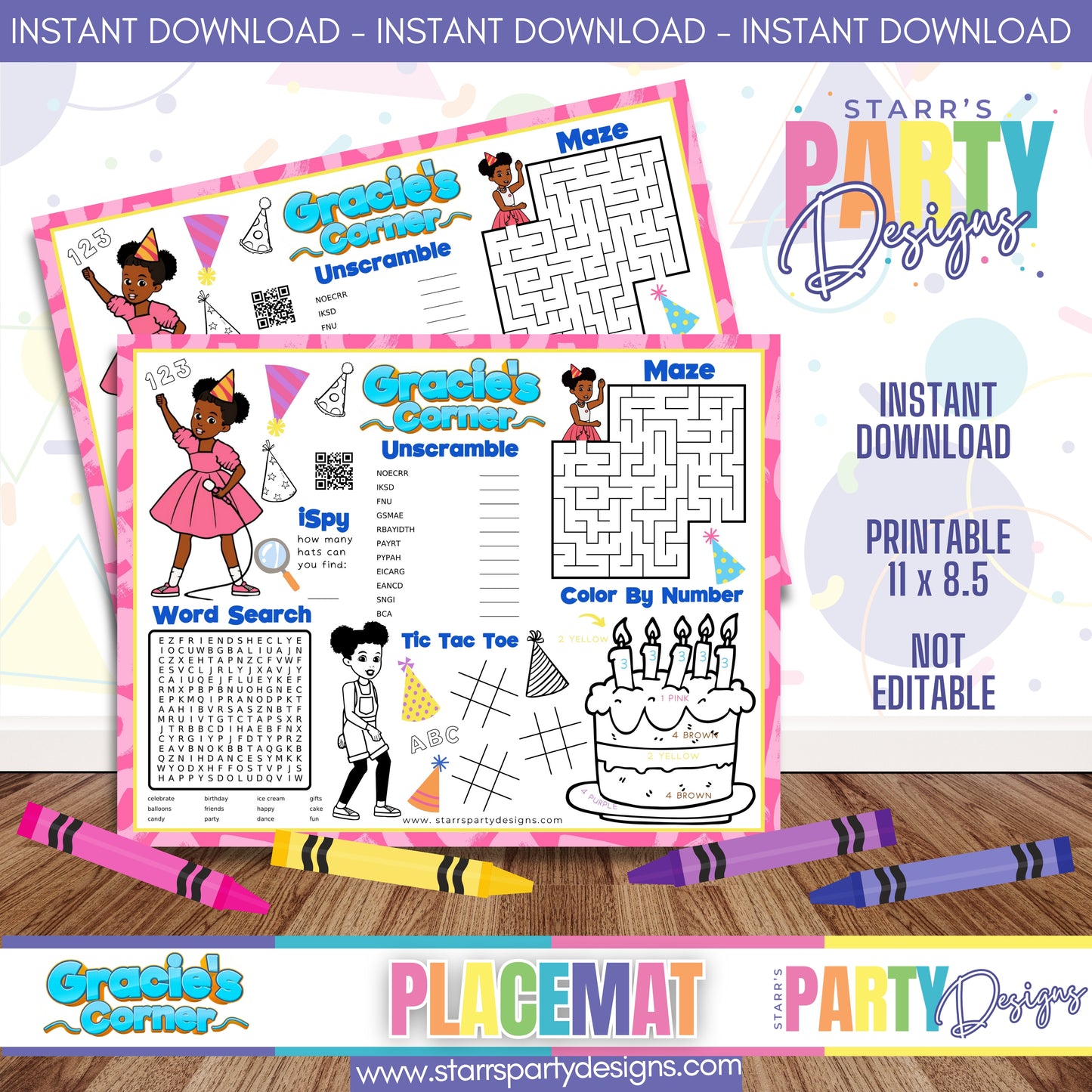 PLACEMAT ACTIVITY SHEET | GRACIE'S CORNER BRIGHTS A2