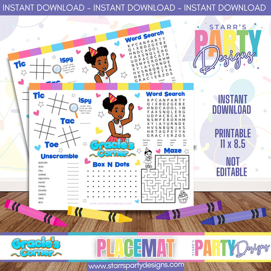 PLACEMAT ACTIVITY SHEET | GRACIE'S CORNER BRIGHTS B1