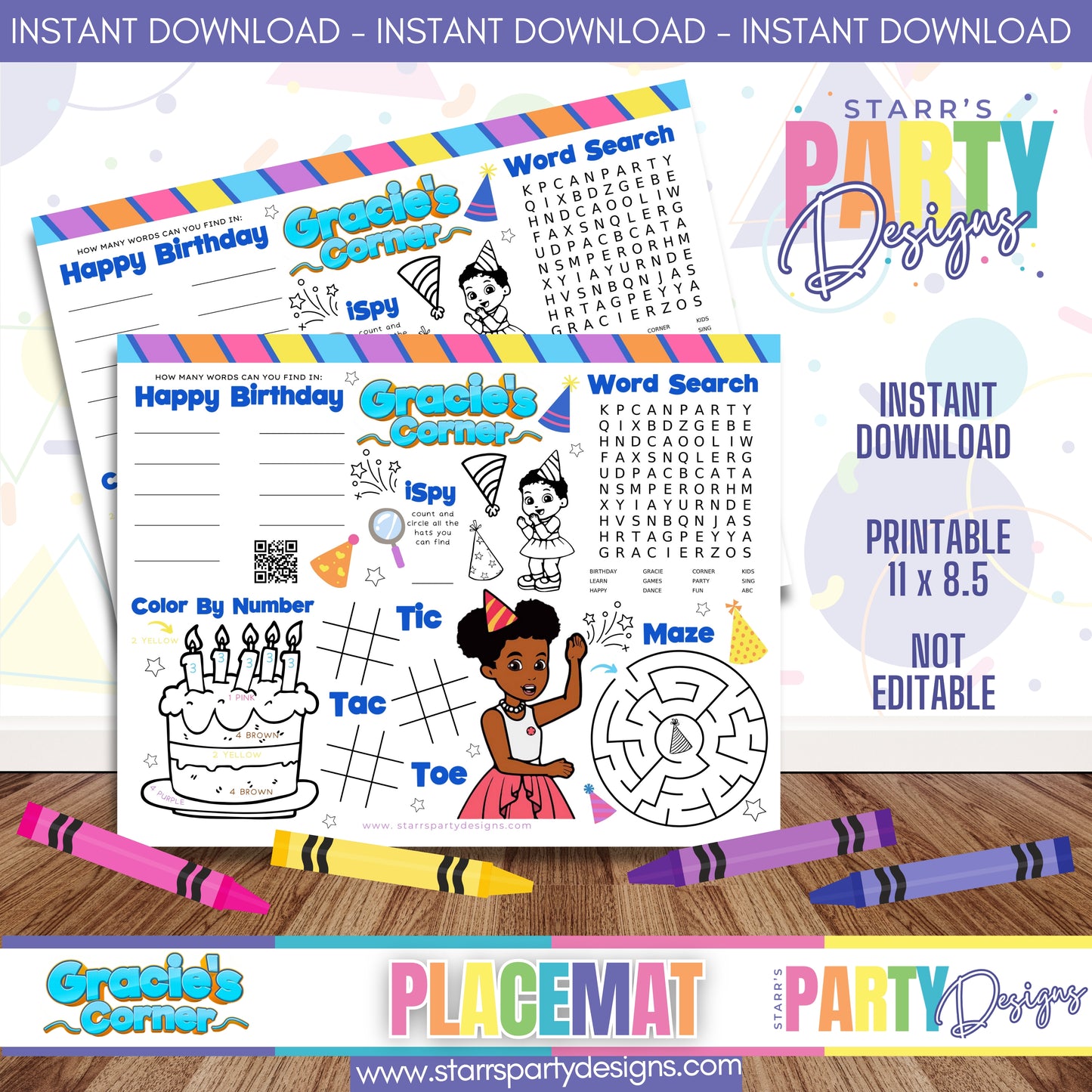 PLACEMAT ACTIVITY SHEET | GRACIE'S CORNER BRIGHTS B2