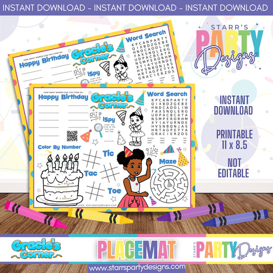 PLACEMAT ACTIVITY SHEET | GRACIE'S CORNER A2