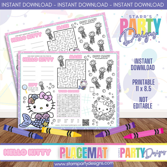 PLACEMAT ACTIVITY SHEET | HELLO KITTY PASTEL MERMAID A2