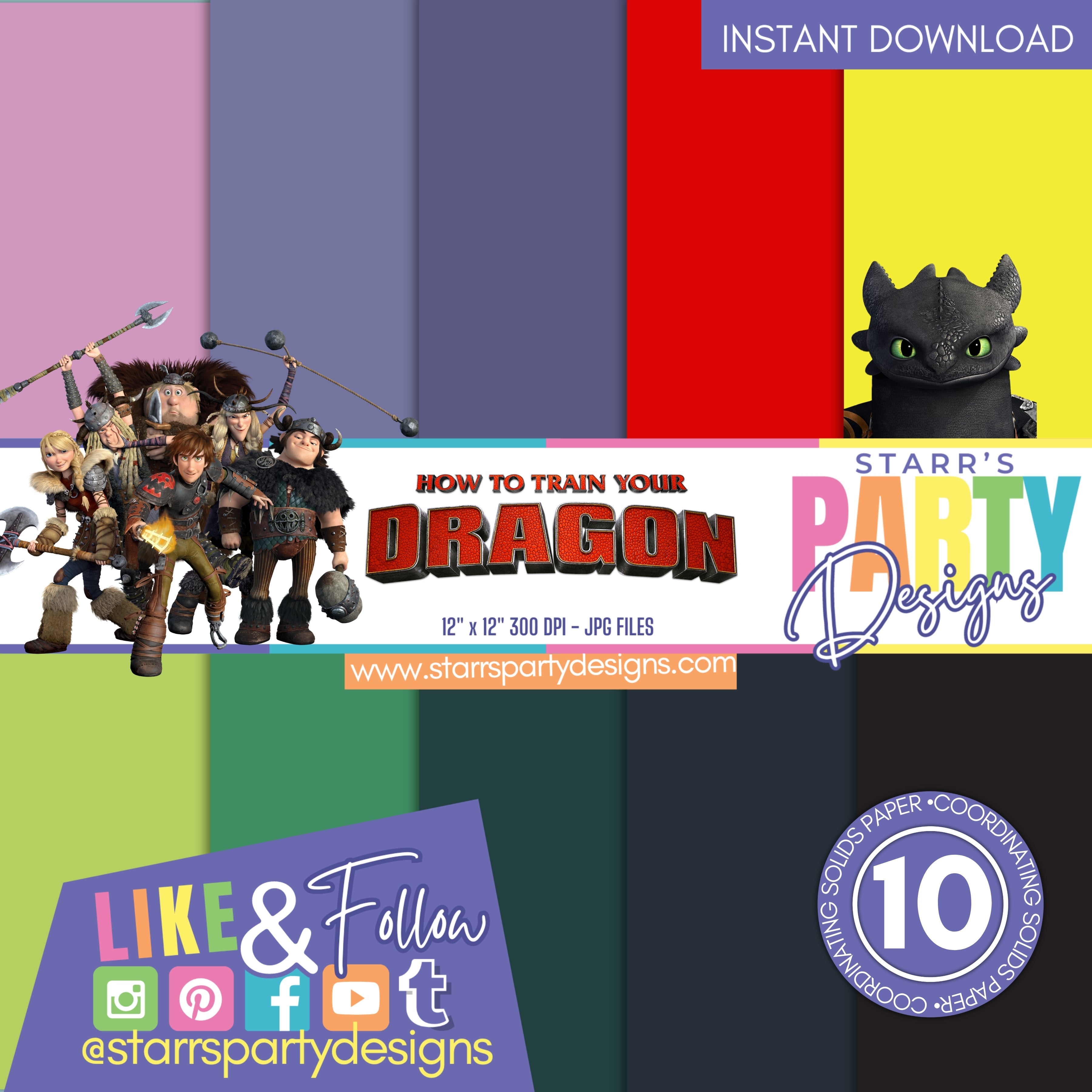 HOW TO TRAIN YOUR DRAGON SOLIDS PAPER PACK – Starr's Party Designs