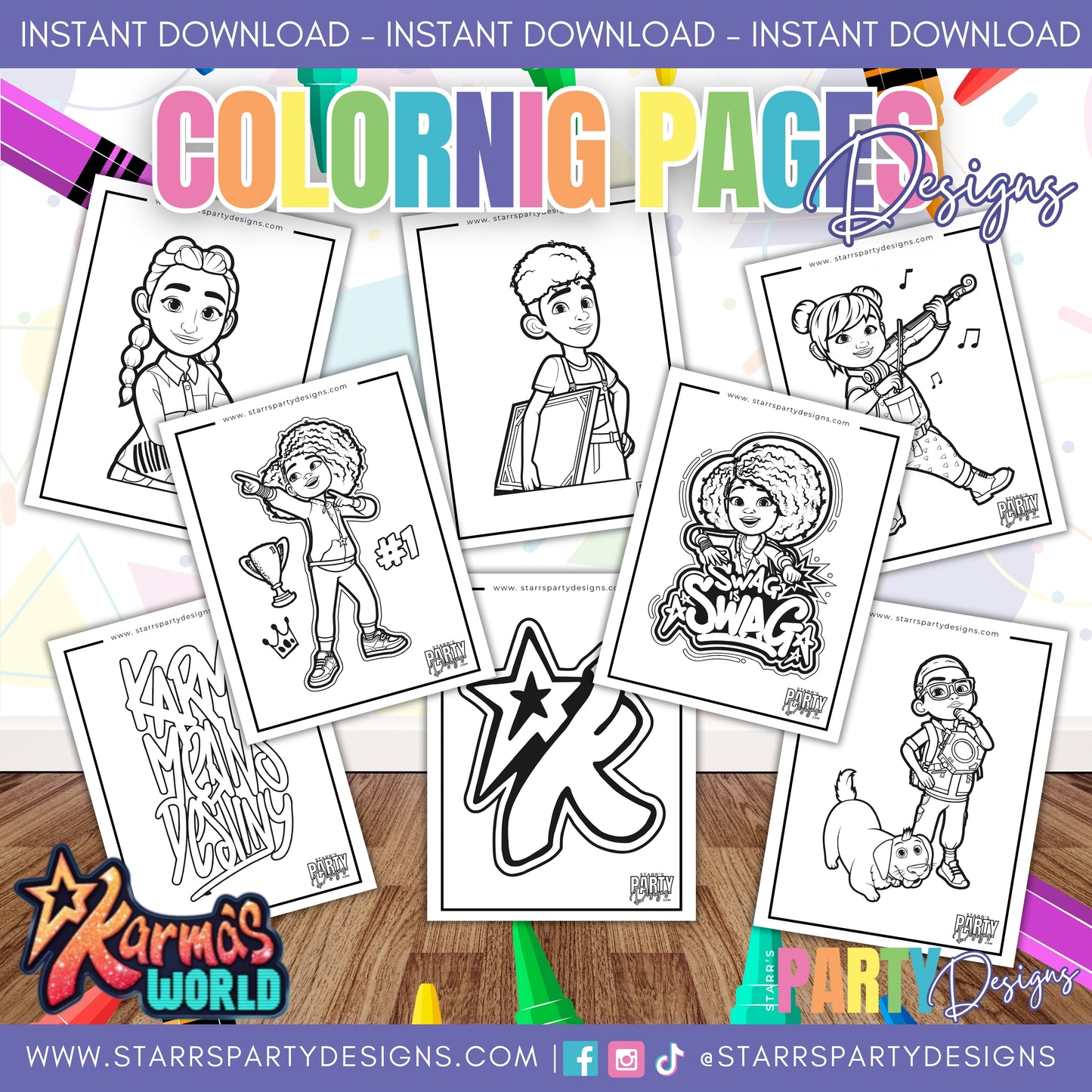 KARMA'S WOLRD COLORING PAGES 1