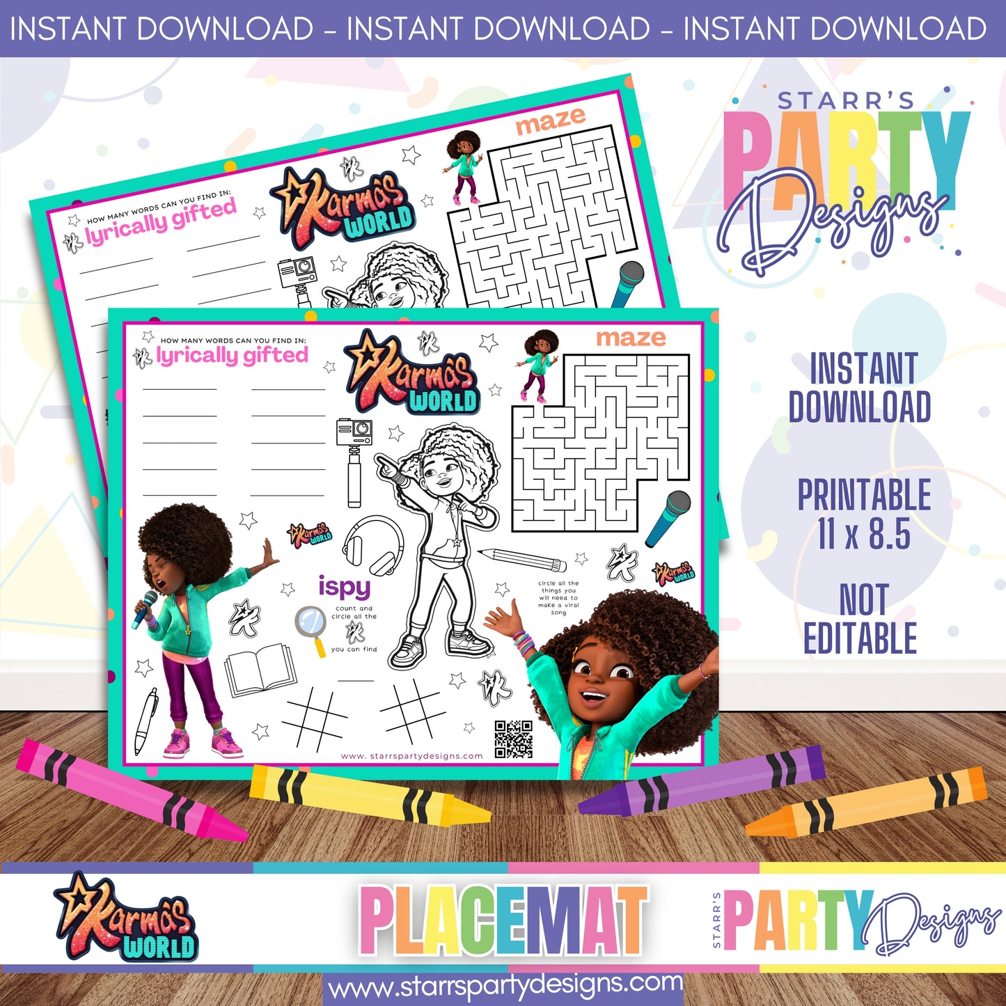 PLACEMAT ACTIVITY SHEET | KARMA'S WORLD A2