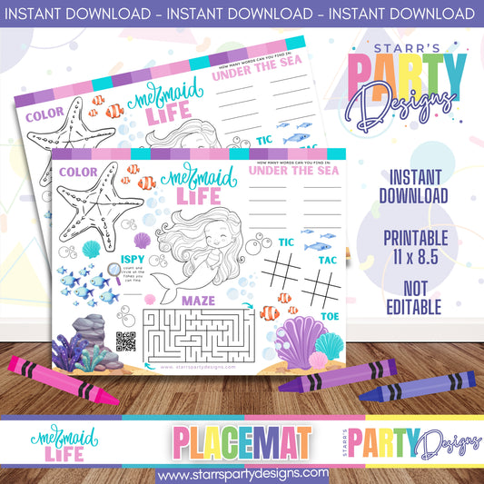 PLACEMAT ACTIVITY SHEET | MERMAID LIFE A1