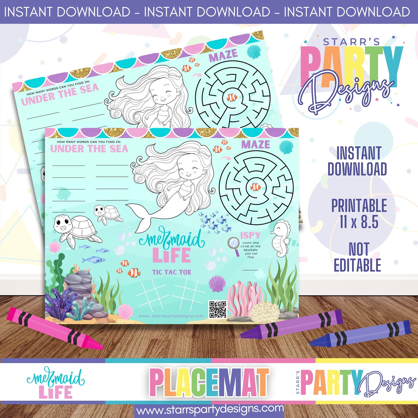 PLACEMAT ACTIVITY SHEET | MERMAID LIFE FULL COLOR A1