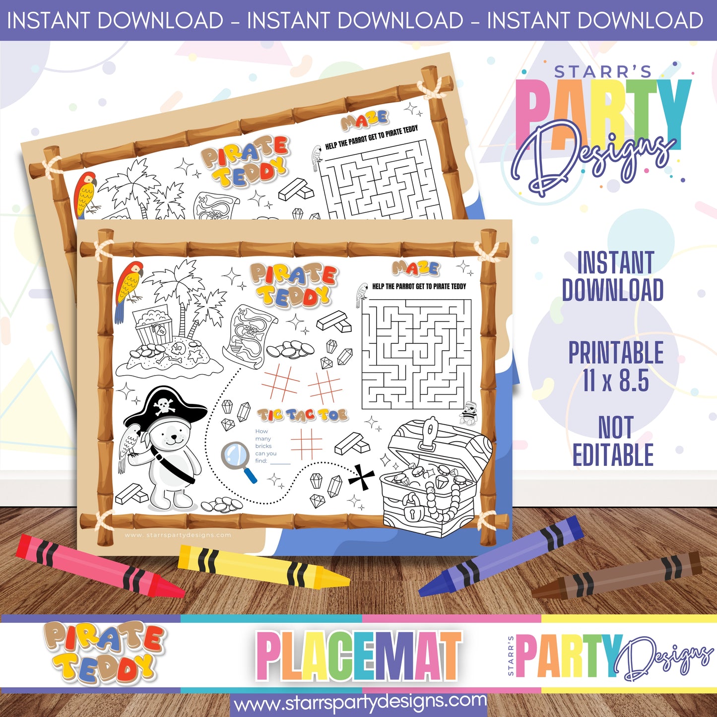 PLACEMAT ACTIVITY SHEET | PIRATE TEDDY A2