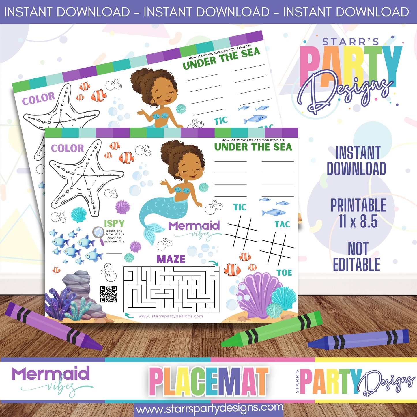 PLACEMAT ACTIVITY SHEET | MERMAID VIBES A1