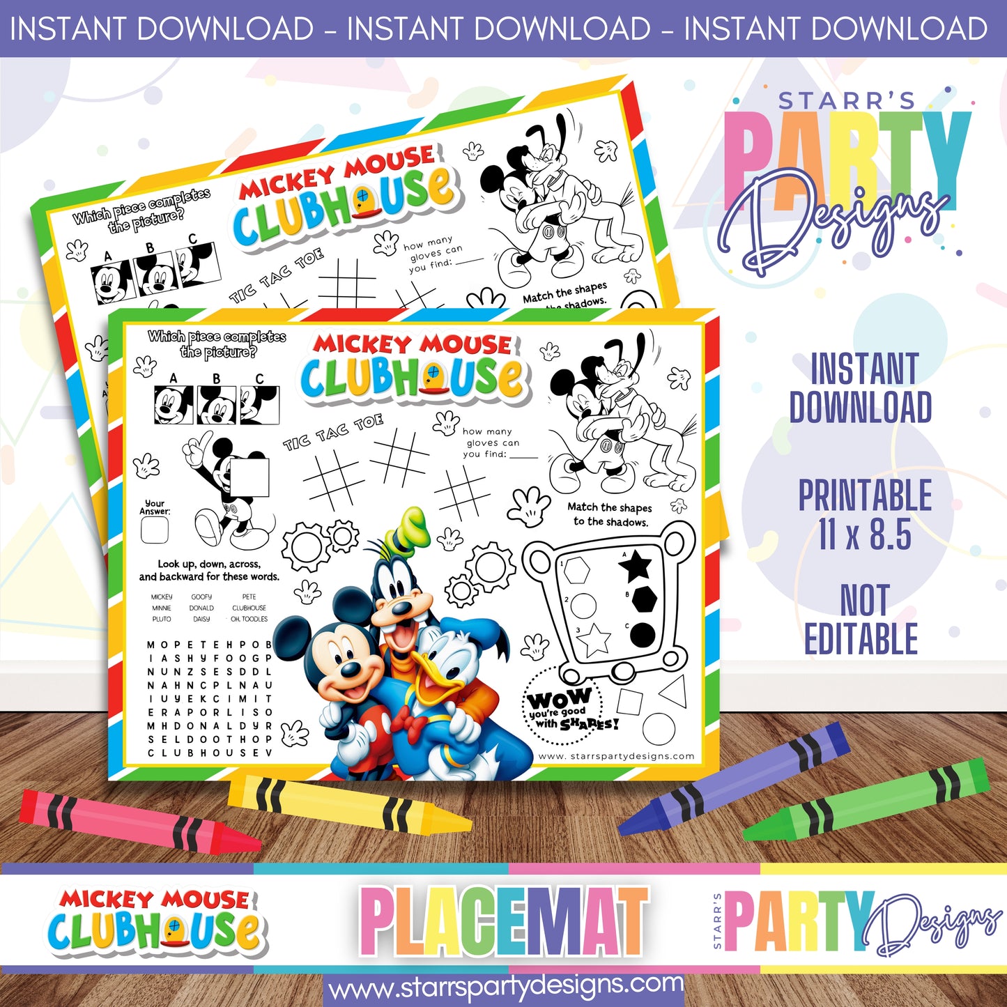 PLACEMAT ACTIVITY SHEET | MICKEY MOUSE CLUBHOUSE A1