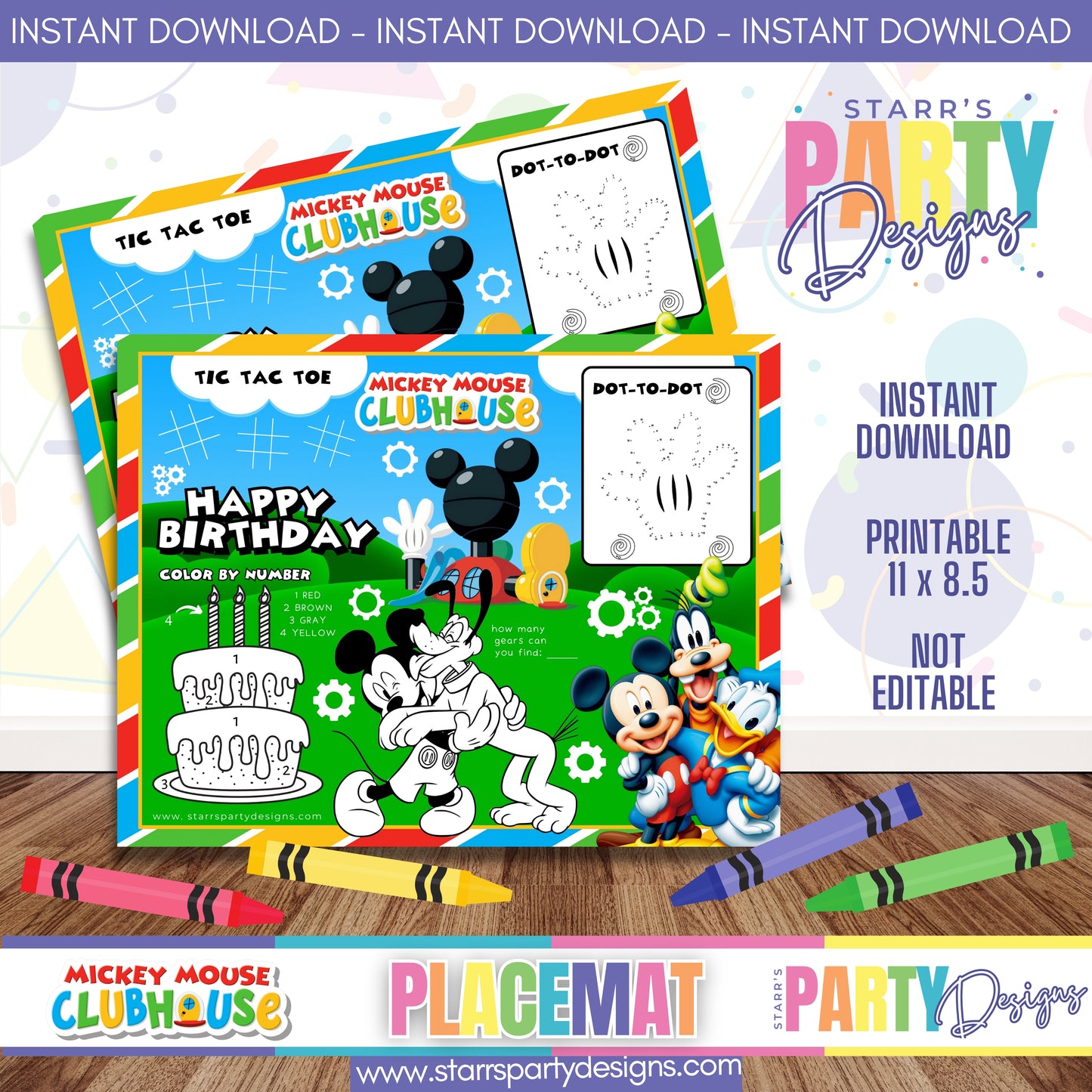 PLACEMAT ACTIVITY SHEET | MICKEY MOUSE CLUBHOUSE FULL COLOR A1