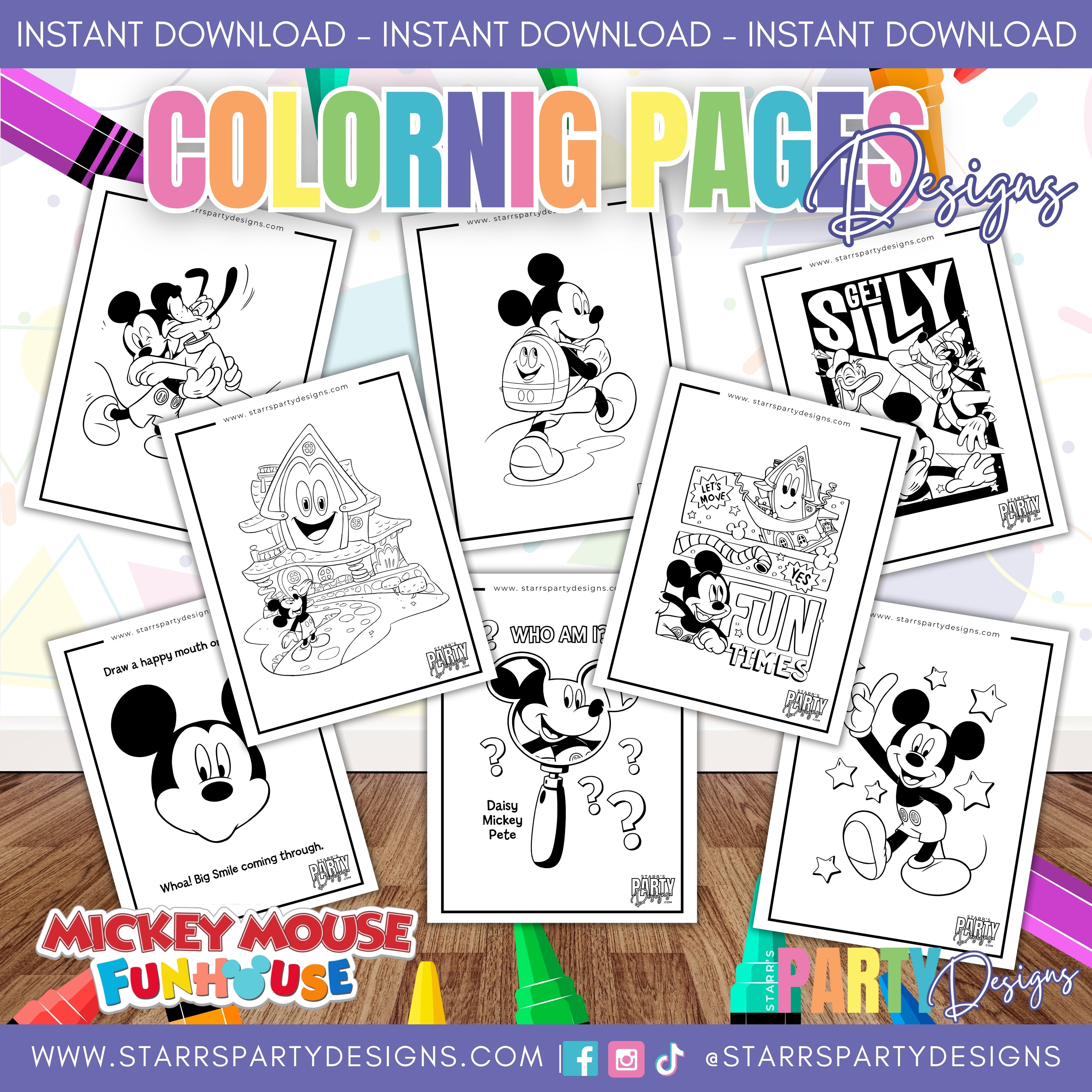 MICKEY MOUSE FUNHOUSE COLORING PAGES 1 – Starr's Party Designs