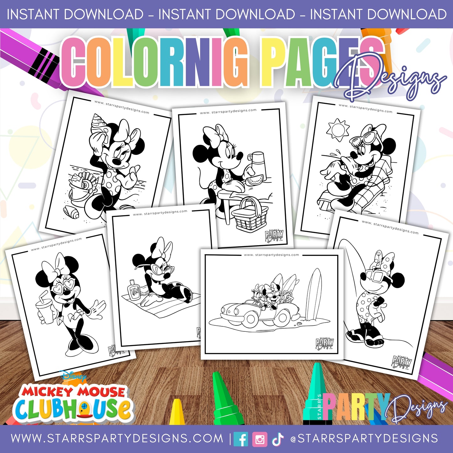 MINNIE AT THE BEACH COLORING PAGES 1