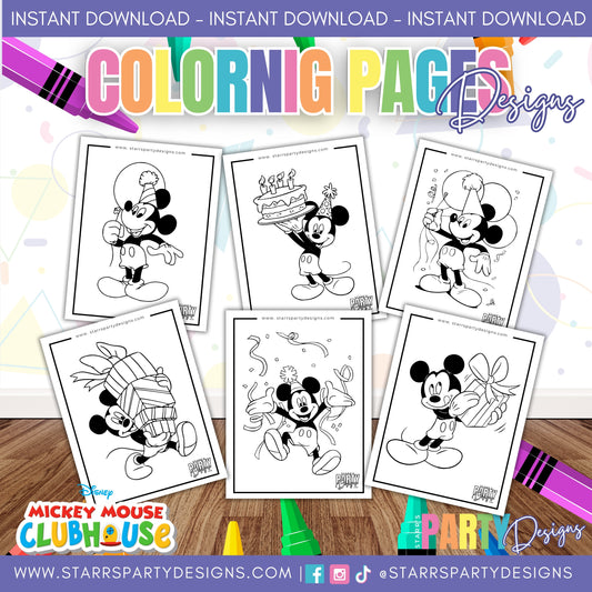 PARTY WITH MICKEY COLORING PAGES