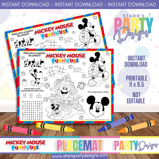 PLACEMAT ACTIVITY SHEET | MICKEY MOUSE FUNHOUSE A2