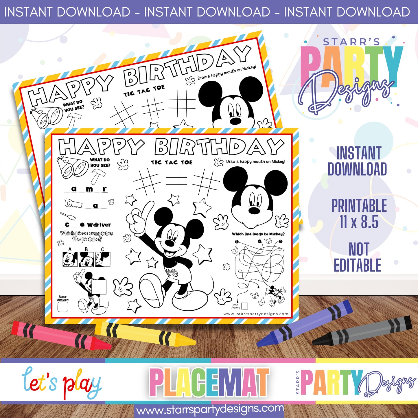 PLACEMAT ACTIVITY SHEET | LET'S PLAY WITH MICKEY A1