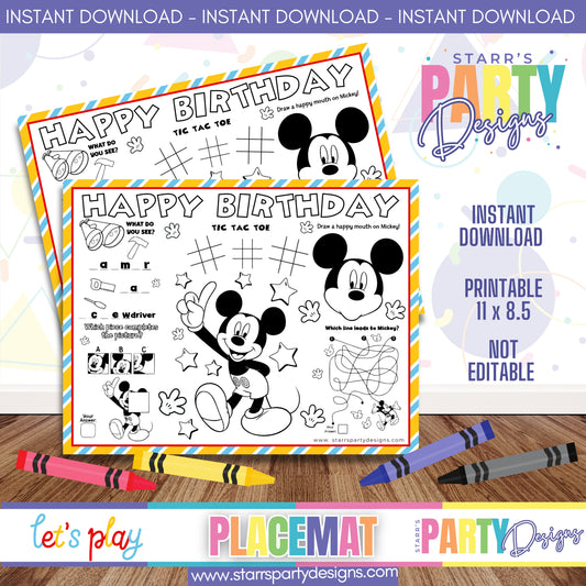 PLACEMAT ACTIVITY SHEET | LET'S PLAY WITH MICKEY A1