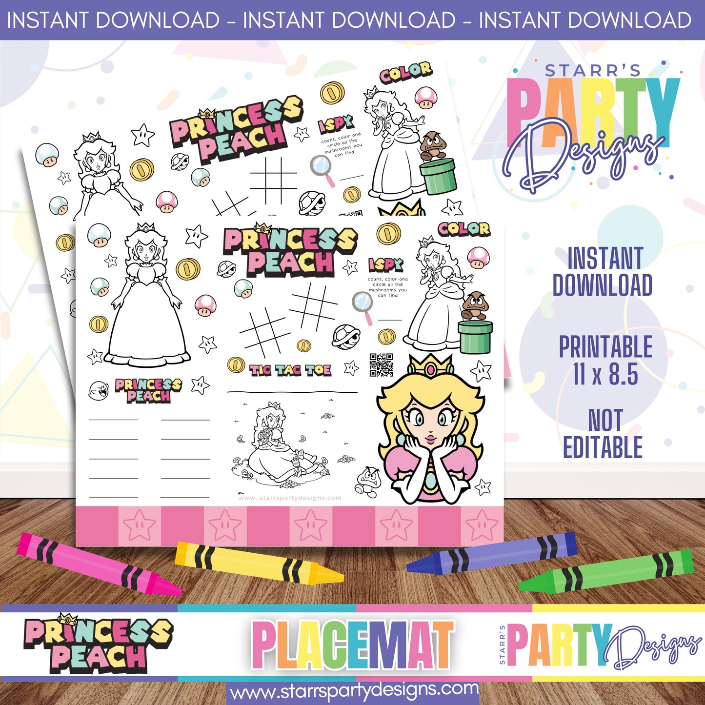 PLACEMAT ACTIVITY SHEET | PRINCESS PEACH PASTEL B1