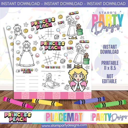 PLACEMAT ACTIVITY SHEET | PRINCESS PEACH PASTEL B1