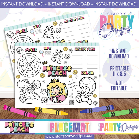 PLACEMAT ACTIVITY SHEET | PRINCESS PEACH PASTEL B2