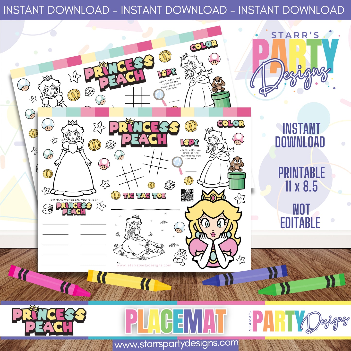 PLACEMAT ACTIVITY SHEET | PRINCESS PEACH PASTEL B3