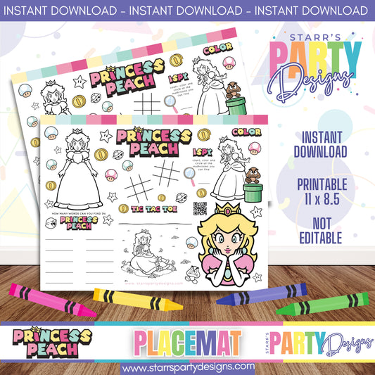 PLACEMAT ACTIVITY SHEET | PRINCESS PEACH PASTEL B3