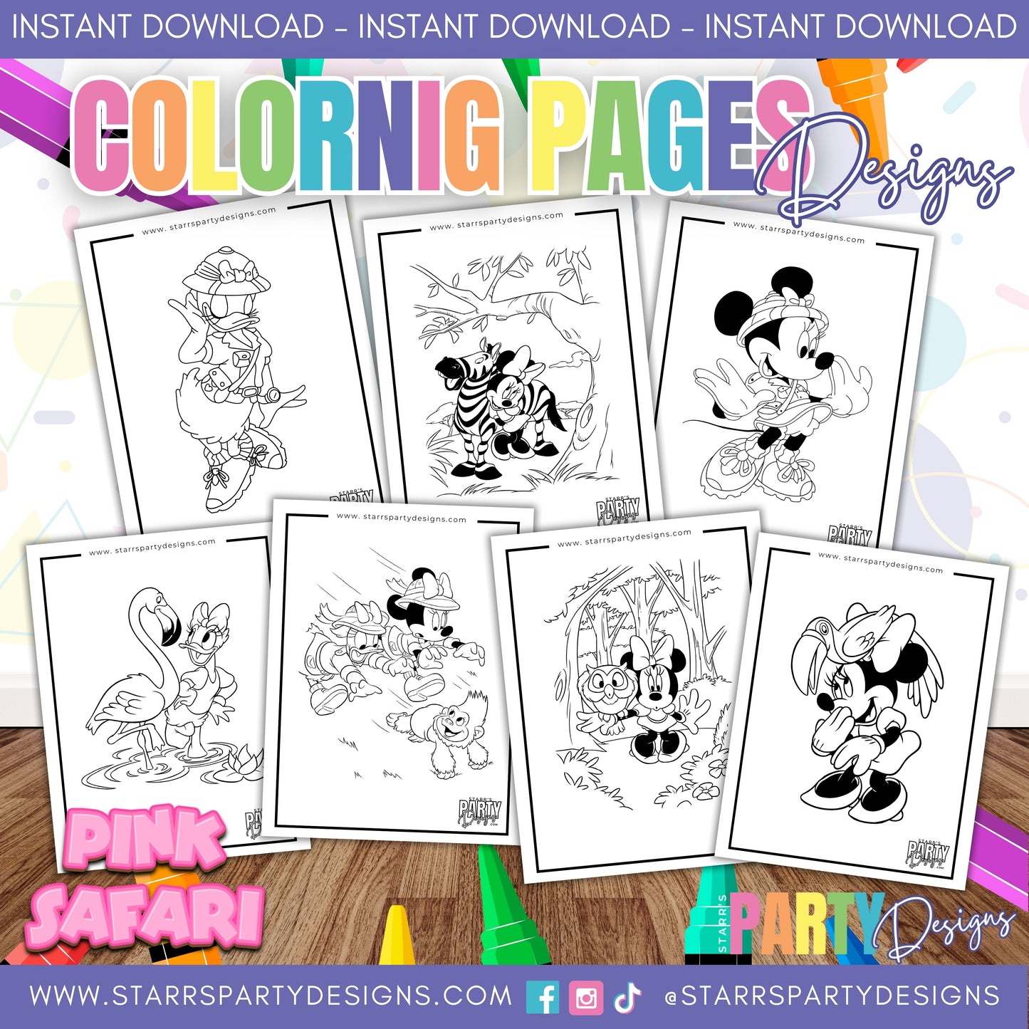 MINNIE & DAISY AT THE SAFARI COLORING PAGES