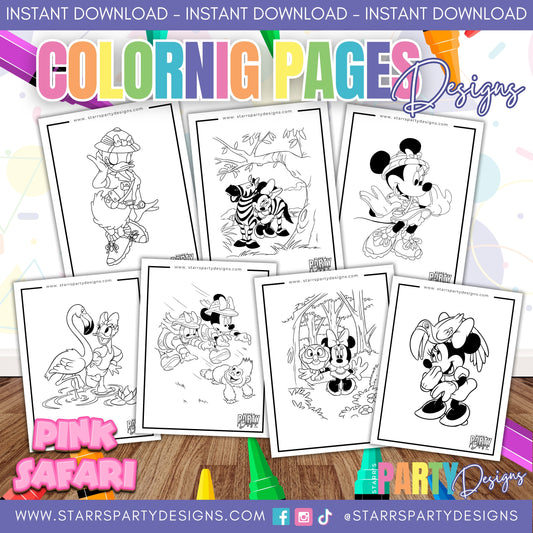 MINNIE & DAISY AT THE SAFARI COLORING PAGES