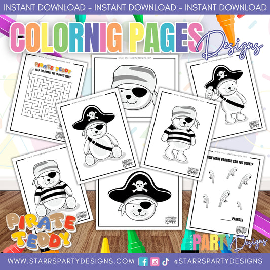 PIRATE TEDDY COLORING PAGES