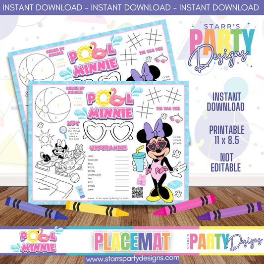 PLACEMAT ACTIVITY SHEET | POOL MINNIE A2