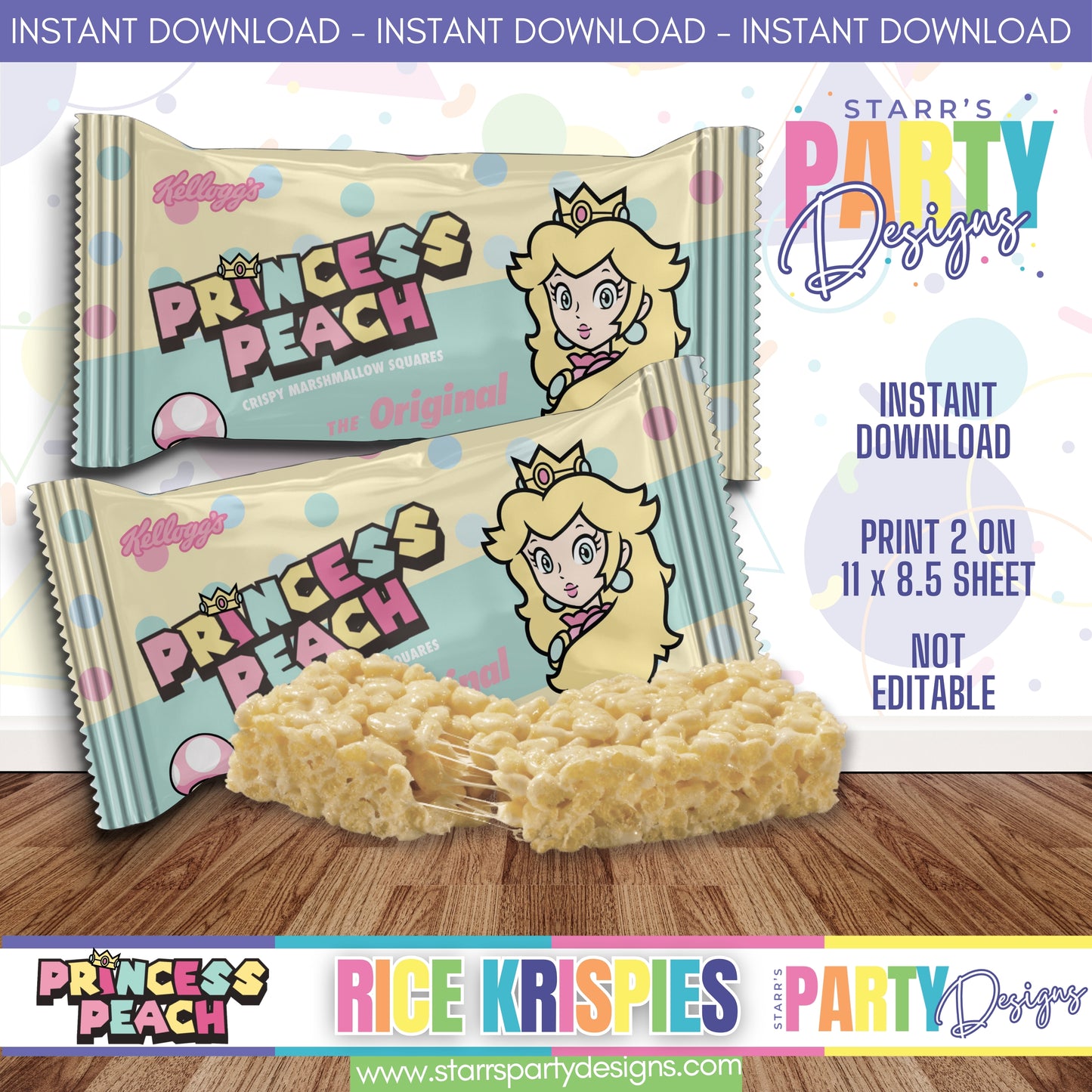 RICE KRISPIES DESIGN | PRINCESS PEACH PASTEL A4