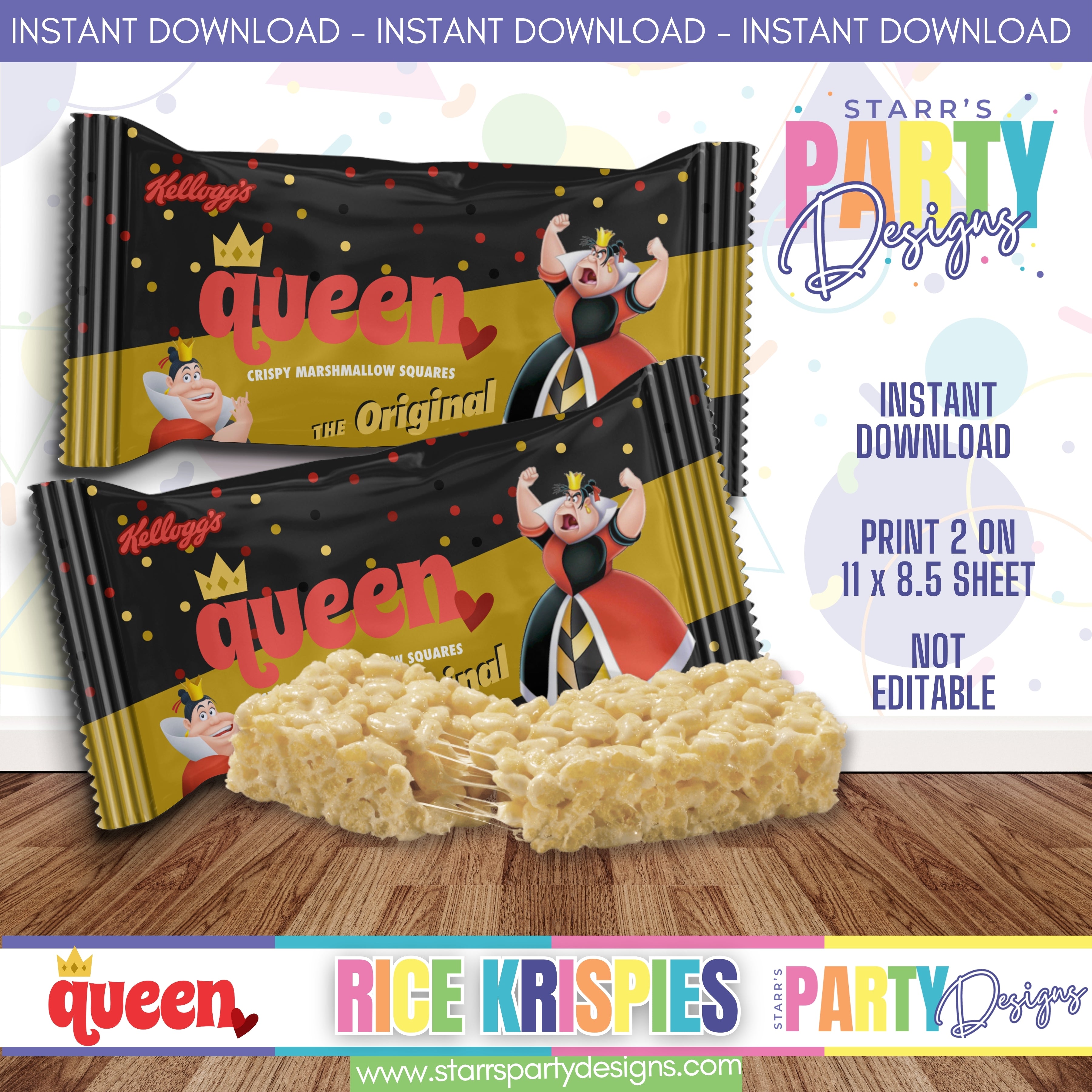 RICE KRISPIES DESIGN | QUEEN IN WONDERLAND B1 – Starr's Party Designs