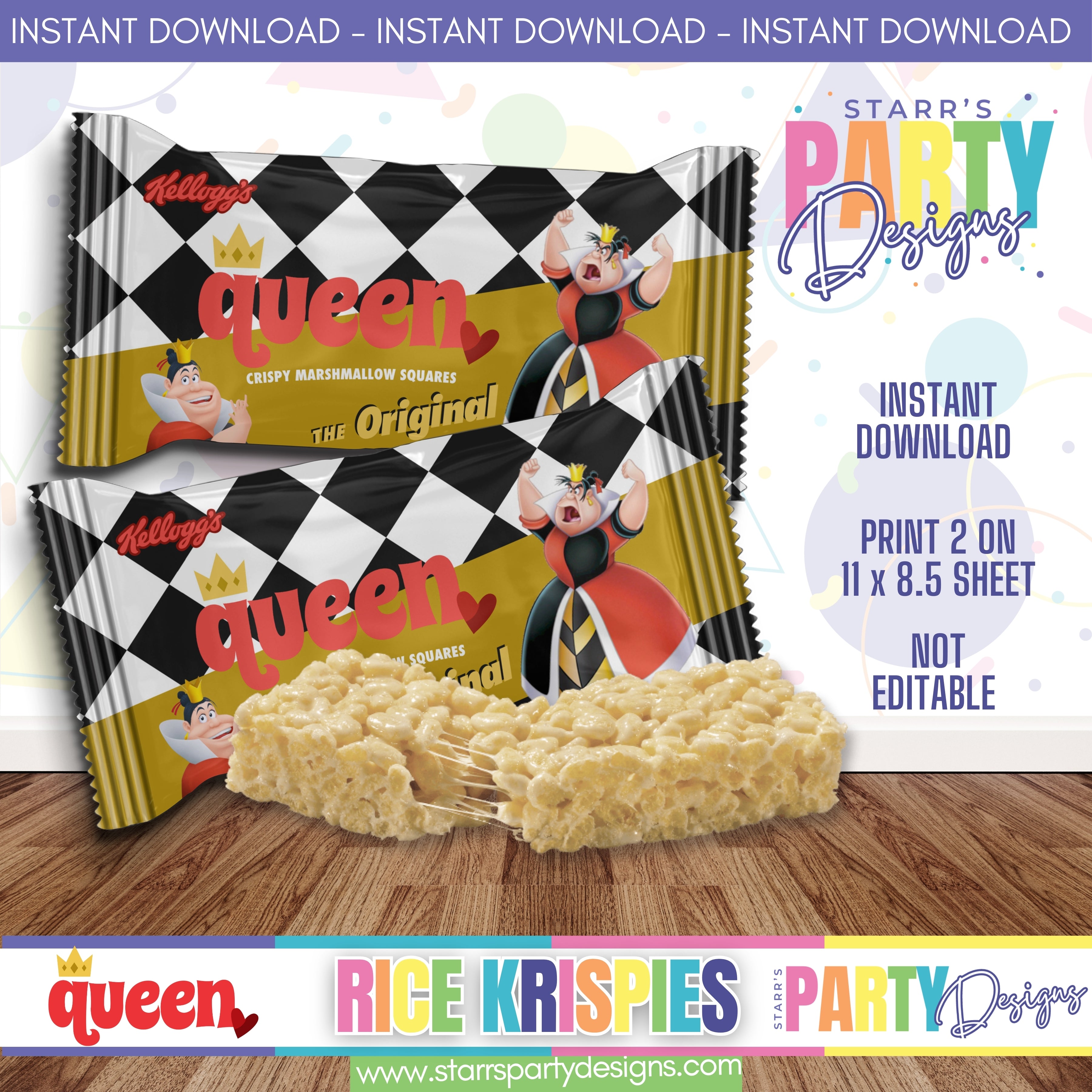 RICE KRISPIES DESIGN | QUEEN IN WONDERLAND B2 – Starr's Party Designs