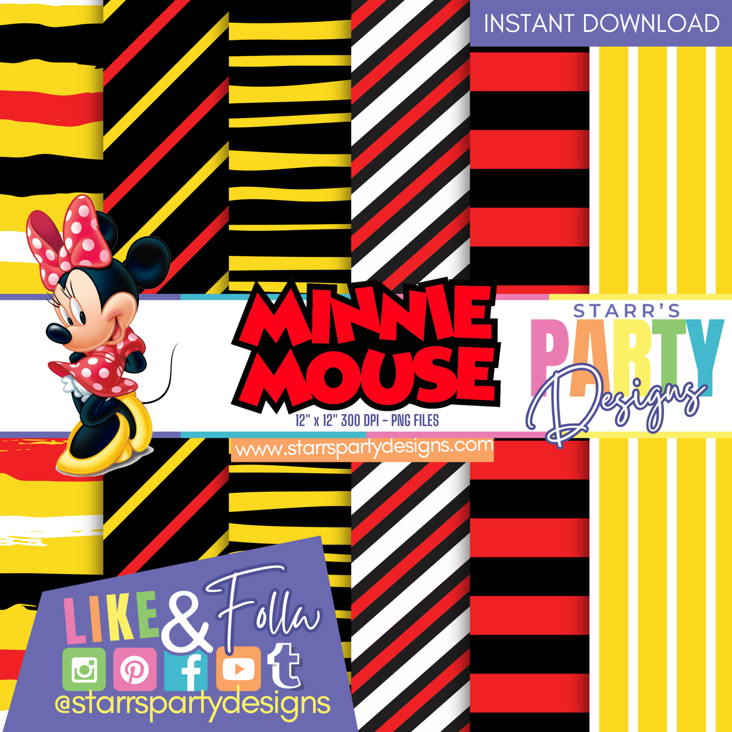 RED MINNIE MOUSE STRIPES PAPER PACK