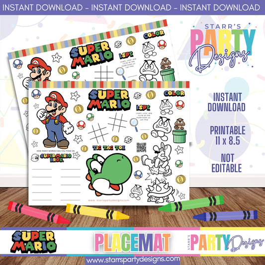 PLACEMAT ACTIVITY SHEET | RETRO SUPER MARIO BROS B4