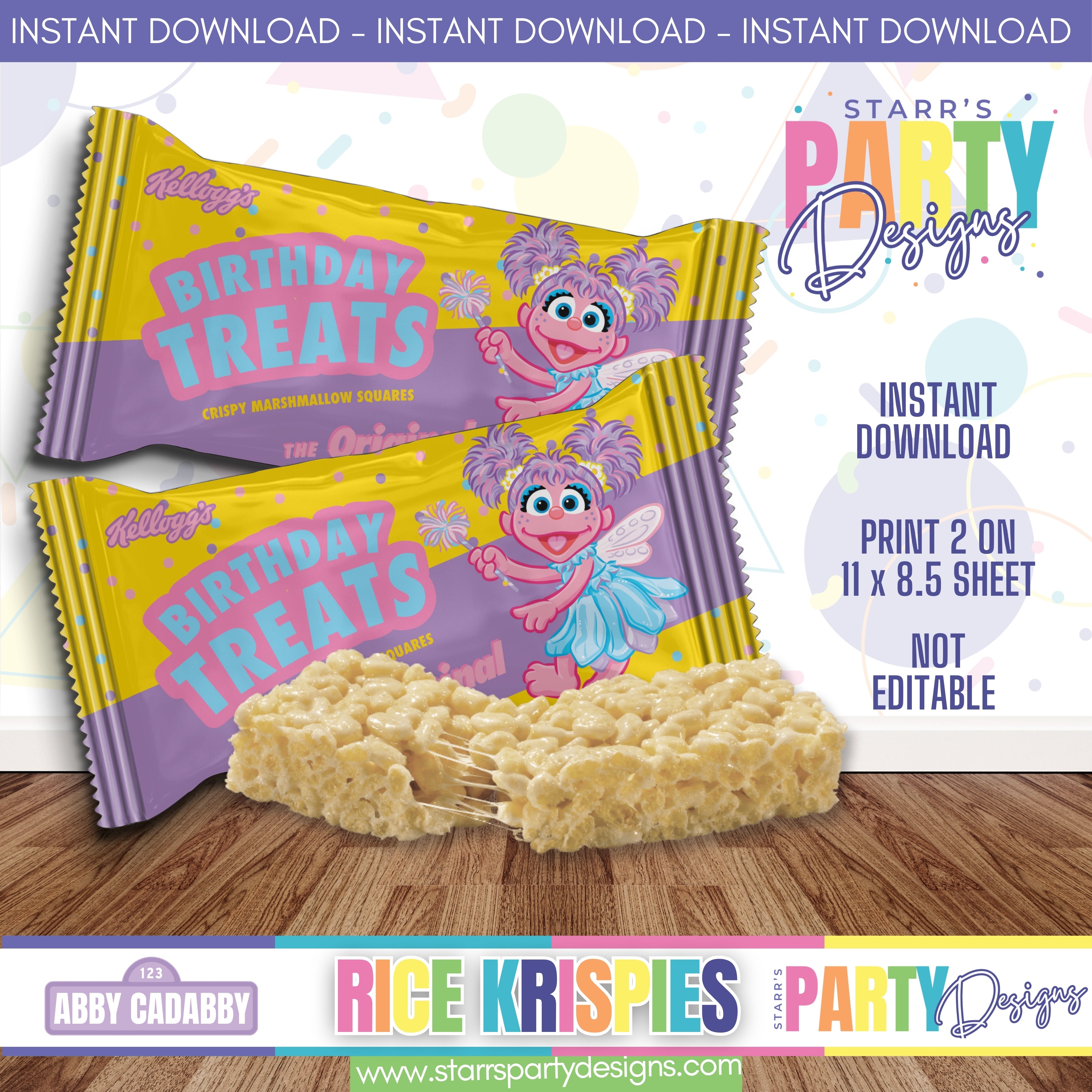 RICE KRISPIES DESIGN | ABBY CADABBY 2 A1 – Starr's Party Designs