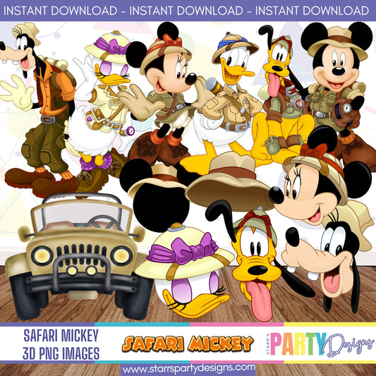 SAFARI MICKEY & FRIENDS PNG IMAGES 3D