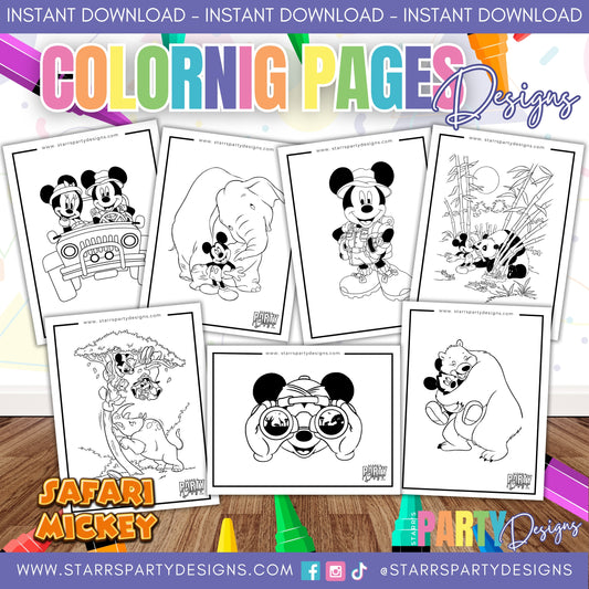 MICKEY AT THE SAFARI COLORING PAGES 1