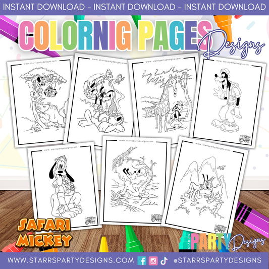 GOOFY & PLUTO AT THE SAFARI COLORING PAGES