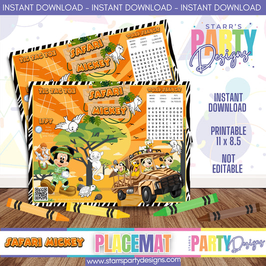 PLACEMAT ACTIVITY SHEET | SAFARI MICKEY FULL COLOR A2