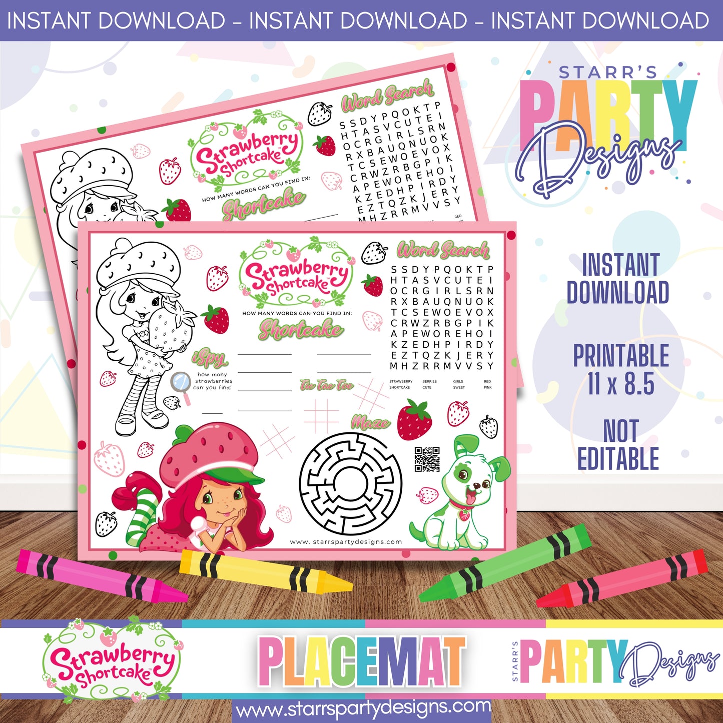 PLACEMAT ACTIVITY SHEET | STRAWBERRY SHORTCAKE A2