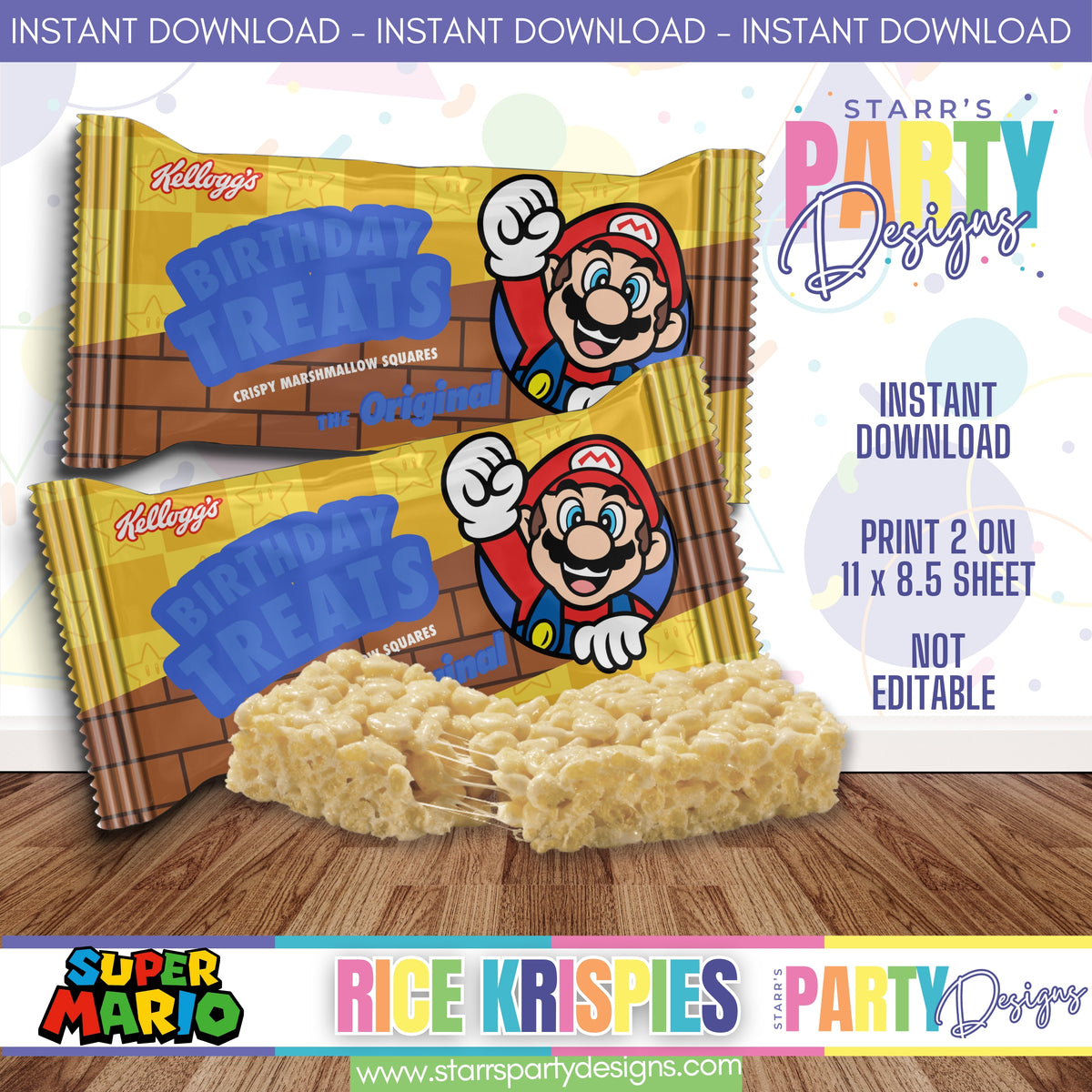 Merigo Rice Box RICE KRISPIES DESIGN | SUPER MARIO BROS A2 – Starr's Party Designs
