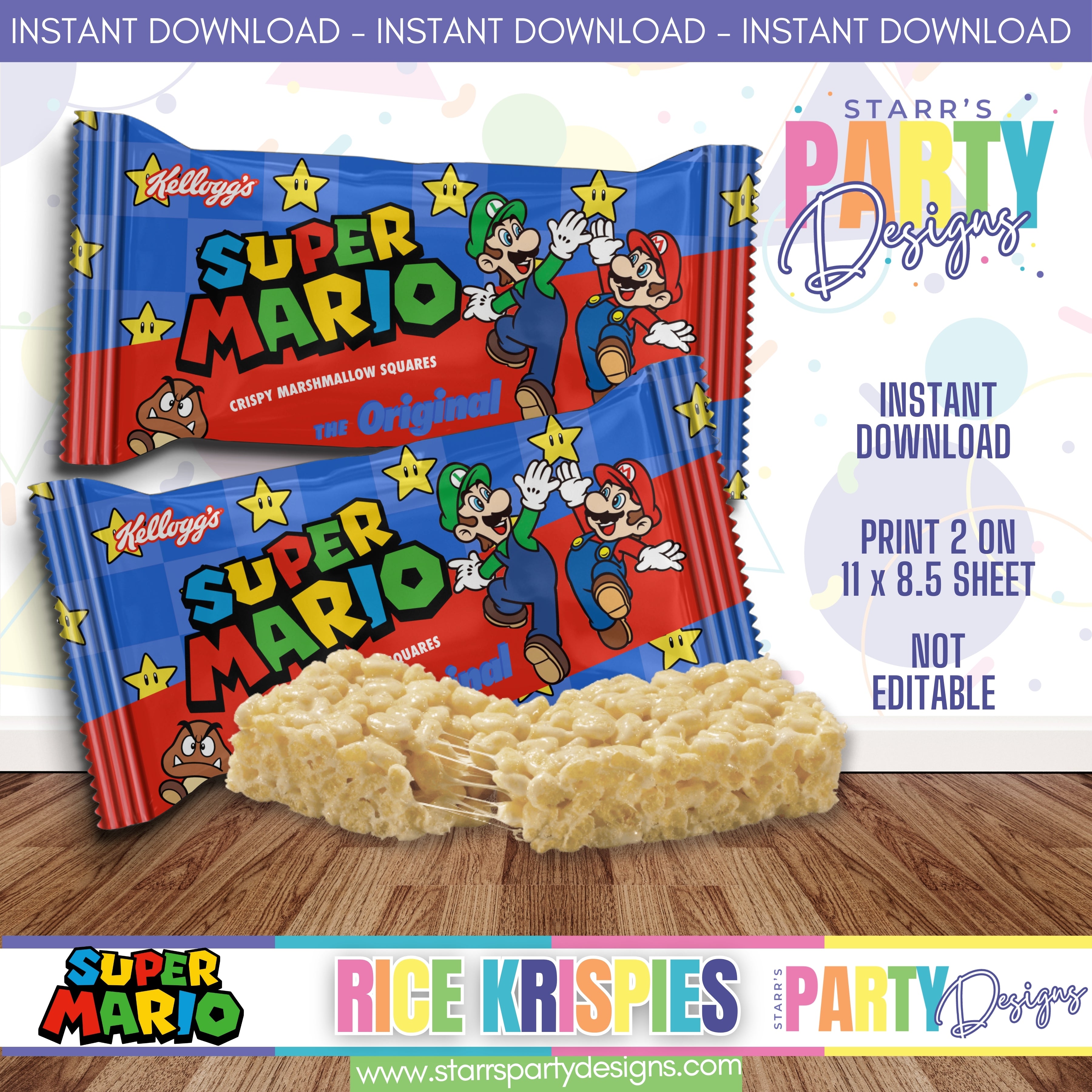 RICE KRISPIES DESIGN | SUPER MARIO BROS B2 – Starr's Party Designs