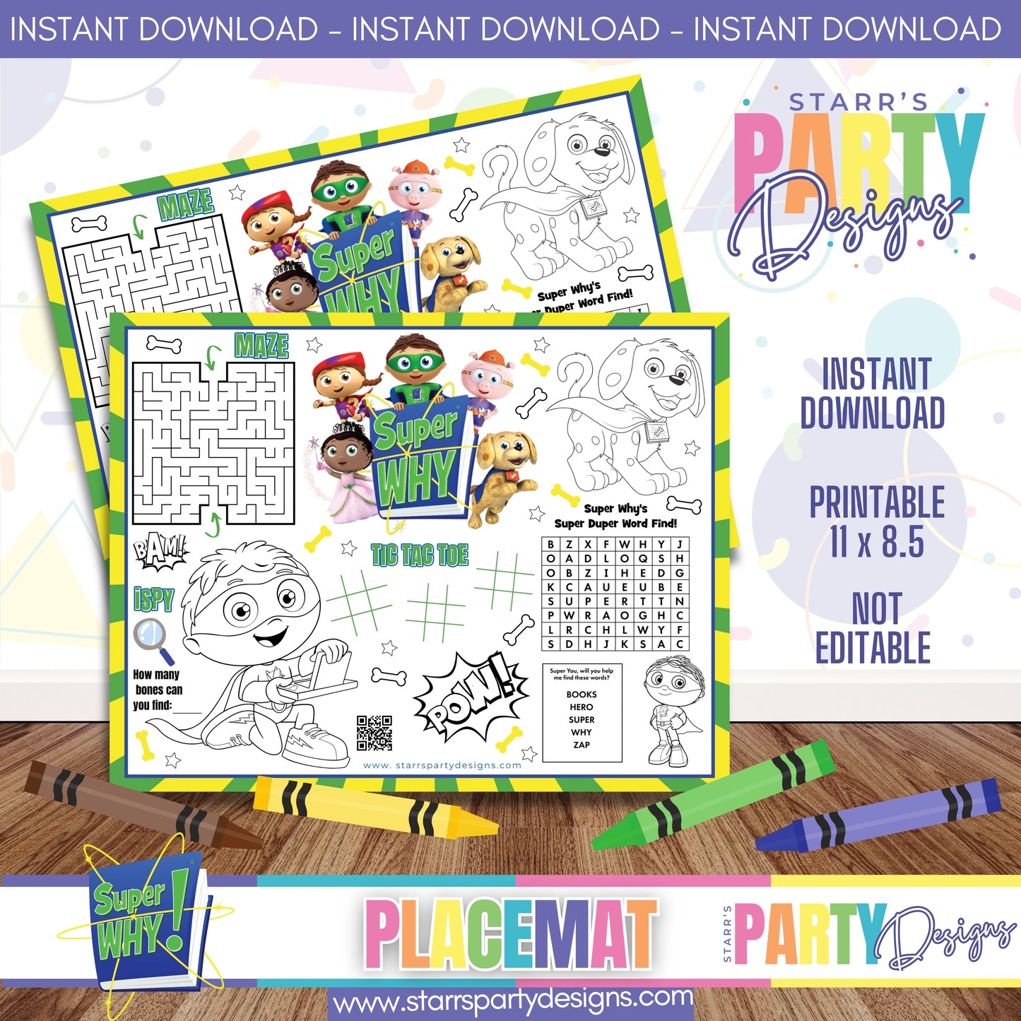 PLACEMAT ACTIVITY SHEET | SUPER WHY A1