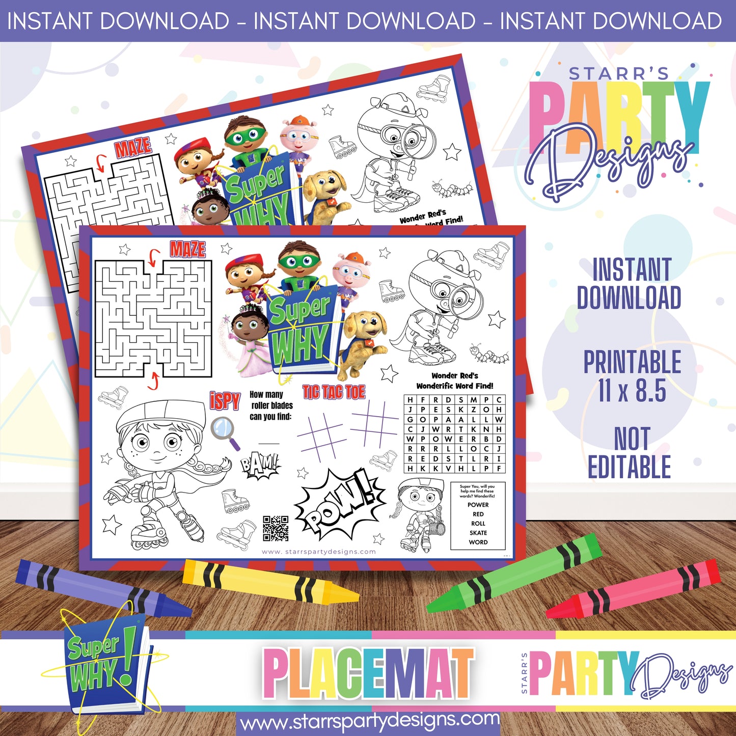 PLACEMAT ACTIVITY SHEET | SUPER WHY A2