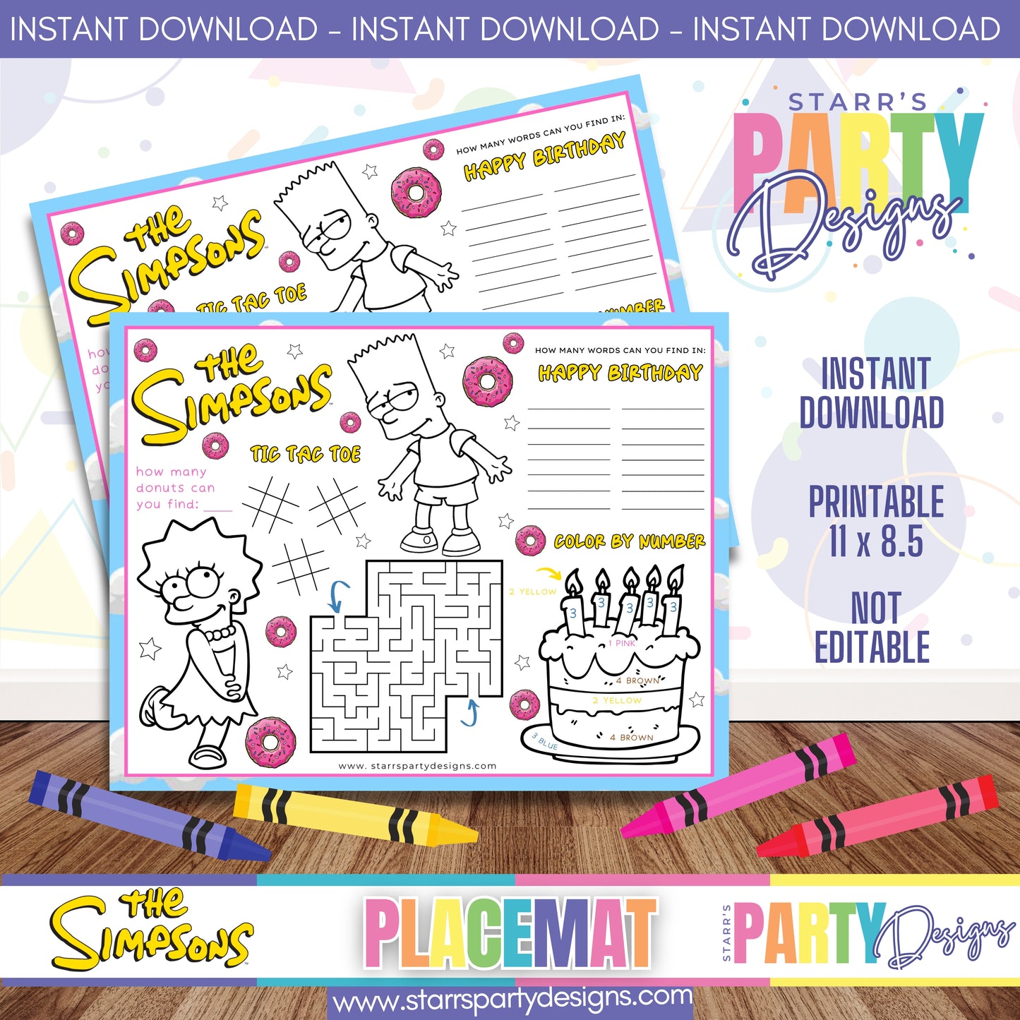 PLACEMAT ACTIVITY SHEET | THE SIMPSONS A2